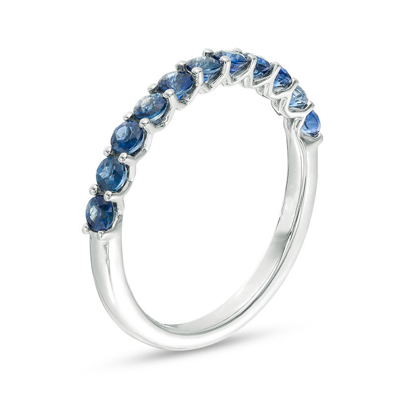 Main Image 3 of EFFY™ Collection Blue Sapphire Stackable Ring in 14K White Gold