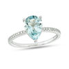 Thumbnail Image 0 of EFFY™ Collection Pear-Shaped Aquamarine and 1/15 CT. T.W. Diamond Ring in 14K White Gold