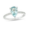 Thumbnail Image 1 of EFFY™ Collection Pear-Shaped Aquamarine and 1/15 CT. T.W. Diamond Ring in 14K White Gold