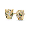 EFFY™ Collection Tsavorite and 1/2 CT. T.W. Diamond Panther Stud Earrings in 14K Gold