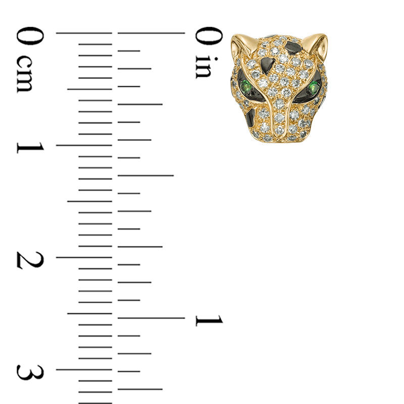 EFFY™ Collection Tsavorite and 1/2 CT. T.W. Diamond Panther Stud Earrings in 14K Gold
