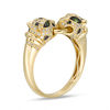 Thumbnail Image 1 of EFFY™ Collection Tsavorite and 1/3 CT. T.W. Diamond Double Panther Head Doorknocker Ring in 14K Gold