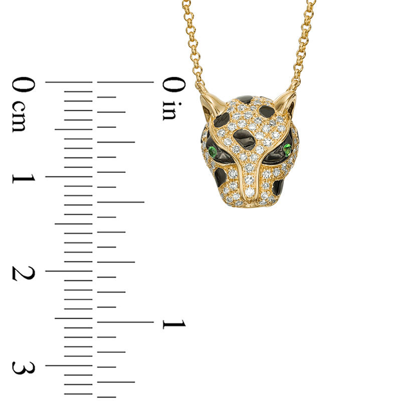 EFFY™ Collection Tsavorite and 1/3 CT. T.W. Diamond Panther Head Necklace in 14K Gold