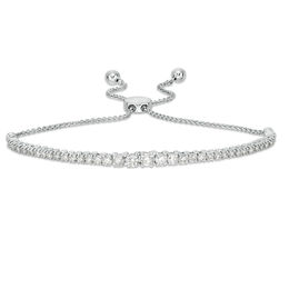 Diamond Alternating Bolo Bracelet in 14k White Gold 58 ct tw