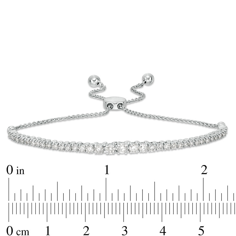 1 CT. T.W. Diamond Bolo Bracelet in 10K White Gold - 9.5"