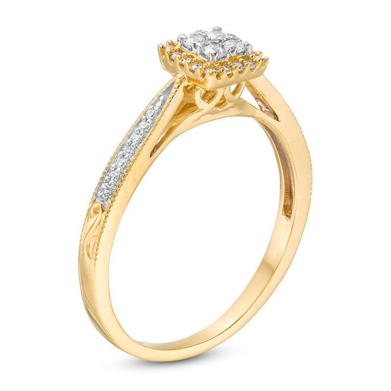 1/5 CT. T.W. Quad Diamond Frame Promise Ring in 10K Gold