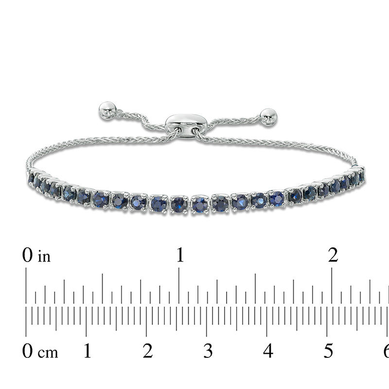 Main Image 2 of EFFY™ Collection Blue Sapphire Line Bolo Bracelet in 14K White Gold - 9"