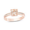 Thumbnail Image 0 of EFFY™ Collection 6.0mm Cushion-Cut Morganite and 1/10 CT. T.W. Diamond Ring in 14K Rose Gold
