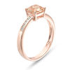 Thumbnail Image 2 of EFFY™ Collection 6.0mm Cushion-Cut Morganite and 1/10 CT. T.W. Diamond Ring in 14K Rose Gold