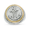 Thumbnail Image 1 of EFFY™ Collection Anchor and Rope Frame Grid Pattern Signet Ring in Sterling Silver and 14K Gold Plate
