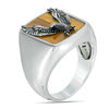 Thumbnail Image 1 of EFFY™ Collection Men's Tiger's Eye Eagle Overlay Signet Ring in Sterling Silver