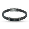 Thumbnail Image 1 of EFFY™ Collection Rectangle Onyx Rope Accent Black Leather Bracelet in Sterling Silver