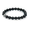 Thumbnail Image 1 of EFFY™ Collection Men's 10.0mm Onyx and Woven Textured Sterling Silver Bead Stretch Bracelet - 8.5"