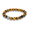 Thumbnail Image 1 of EFFY™ Collection 10.0mm Tiger's Eye and Woven Textured Sterling Silver Bead Stretch Bracelet - 8.5"