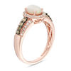 Thumbnail Image 2 of EFFY™ Collection Oval Opal and 1/3 CT. T.W. Champagne and White Diamond Frame Triple Row Ring in 14K Rose Gold