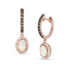 Thumbnail Image 0 of EFFY™ Collection Oval Opal and 1/3 CT. T.W. Champagne and White Diamond Frame Drop Earrings in 14K Rose Gold