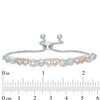 Thumbnail Image 1 of 1/20 CT. T.W. Diamond Double Heart Infinity Alternating Bolo Bracelet in Sterling Silver and 10K Rose Gold - 9.5"