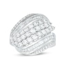 Thumbnail Image 1 of 2 CT. T.W. Diamond Wave Multi-Row Ring in 10K White Gold