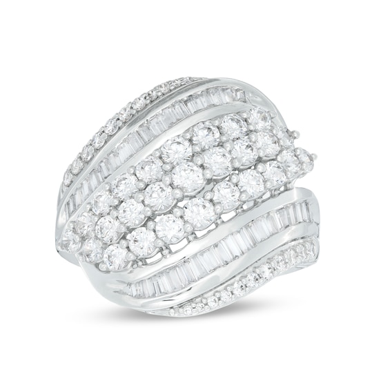 2 CT. T.W. Diamond Wave Multi-Row Ring in 10K White Gold | Zales Outlet