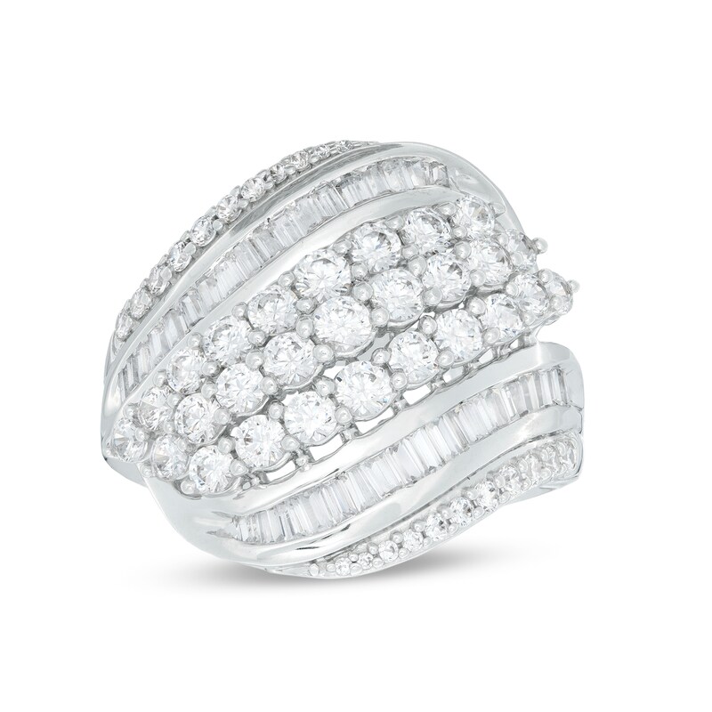 Main Image 1 of 2 CT. T.W. Diamond Wave Multi-Row Ring in 10K White Gold