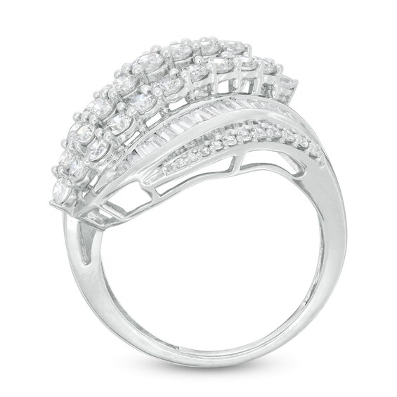 2 CT. T.W. Diamond Wave MultiRow Ring in 10K White Gold Zales Outlet
