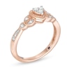 Thumbnail Image 2 of 1/10 CT. T.W. Heart-Shaped Composite Diamond Leaf Tri-Sides Vintage-Style Promise Ring in 10K Rose Gold