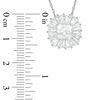 Thumbnail Image 1 of 6.0mm Cushion-Cut Lab-Created White Sapphire Sunburst Frame Pendant in Sterling Silver