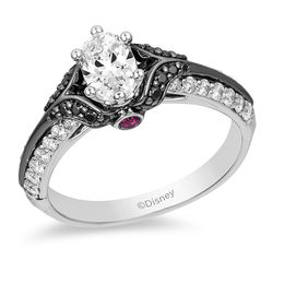 Enchanted Disney Villains Evil Queen 1 CT. T.W. Oval Diamond Engagement Ring in 14K White Gold with Black Rhodium