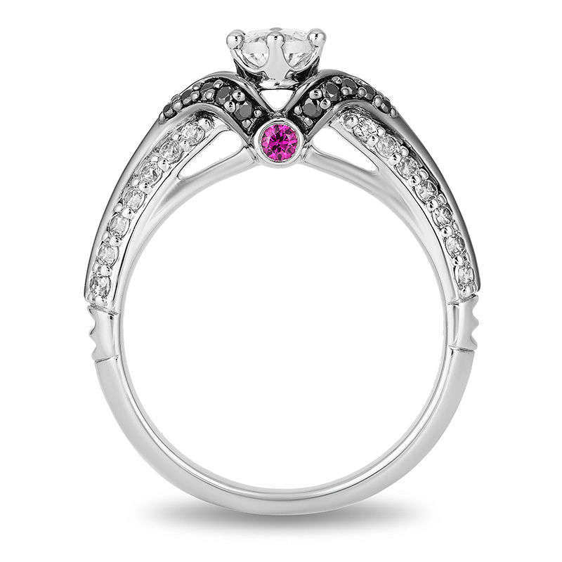 Enchanted Disney Villains Evil Queen 1 CT. T.W. Oval Diamond Engagement Ring in 14K White Gold with Black Rhodium