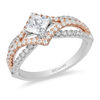Thumbnail Image 1 of Enchanted Disney Aurora 1 CT. T.W. Princess-Cut Diamond Tilted Bypass Frame Engagement Ring in 14K Two-Tone Gold