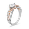 Thumbnail Image 2 of Enchanted Disney Aurora 1 CT. T.W. Princess-Cut Diamond Tilted Bypass Frame Engagement Ring in 14K Two-Tone Gold