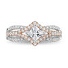 Thumbnail Image 4 of Enchanted Disney Aurora 1 CT. T.W. Princess-Cut Diamond Tilted Bypass Frame Engagement Ring in 14K Two-Tone Gold
