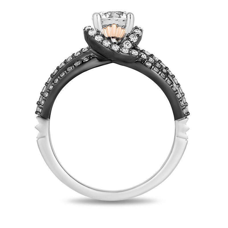Main Image 3 of Enchanted Disney Villains Ursula 1-1/4 CT. T.W. Diamond Frame Engagement Ring in 14K Two-Tone Gold with Black Rhodium