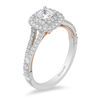 Thumbnail Image 2 of Enchanted Disney Belle 3/4 CT. T.W. Princess-Cut Diamond Double Frame Rose Engagement Ring in 14K Two-Tone Gold
