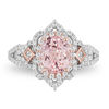 Thumbnail Image 4 of Enchanted Disney Aurora Oval Morganite and 3/4 CT. T.W. Diamond Scallop Frame Engagement Ring in 14K Two-Tone Gold