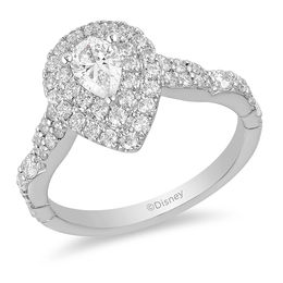 Enchanted Disney Ariel 1 CT. T.W. Pear-Shaped Diamond Double Frame Shell Engagement Ring in 14K White Gold