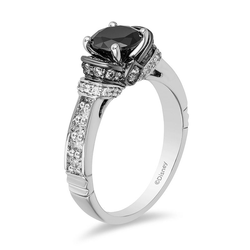 Enchanted Disney Villains Evil Queen 1-1/2 CT. T.W. Black and White Diamond Engagement Ring in 14K White Gold