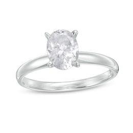 1 CT. Certified Oval Diamond Solitaire Engagement Ring in 14K White Gold (I/I1)
