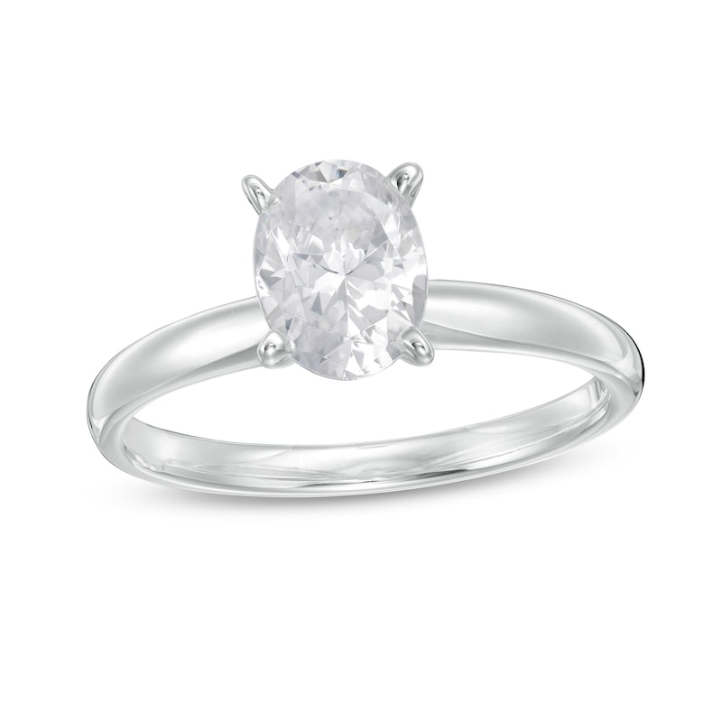 Main Image 1 of 1 CT. Certified Oval Diamond Solitaire Engagement Ring in 14K White Gold (I/I1)