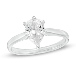 1 CT. Certified Pear-Shaped Diamond Solitaire Engagement Ring in 14K White Gold (I/I2)