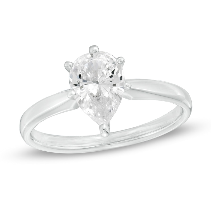 Main Image 1 of 1 CT. Certified Pear-Shaped Diamond Solitaire Engagement Ring in 14K White Gold (I/I2)