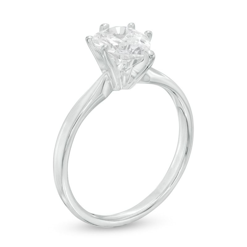 Main Image 2 of 1 CT. Certified Pear-Shaped Diamond Solitaire Engagement Ring in 14K White Gold (I/I2)