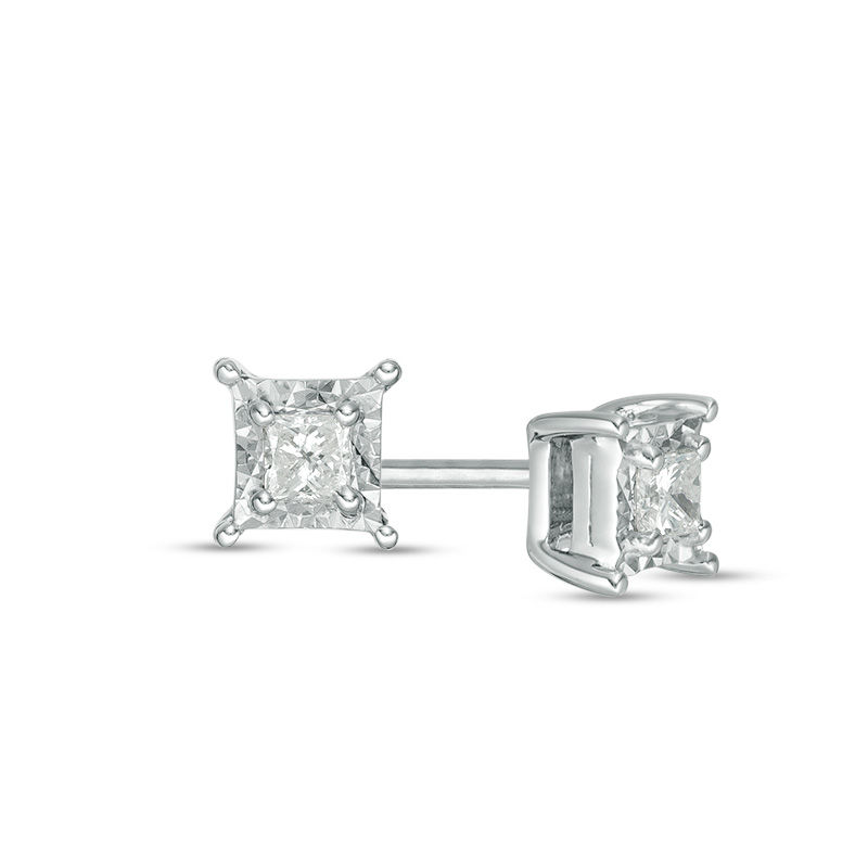 1/10 CT. T.W. Princess-Cut Diamond Solitaire Stud Earrings in Sterling Silver