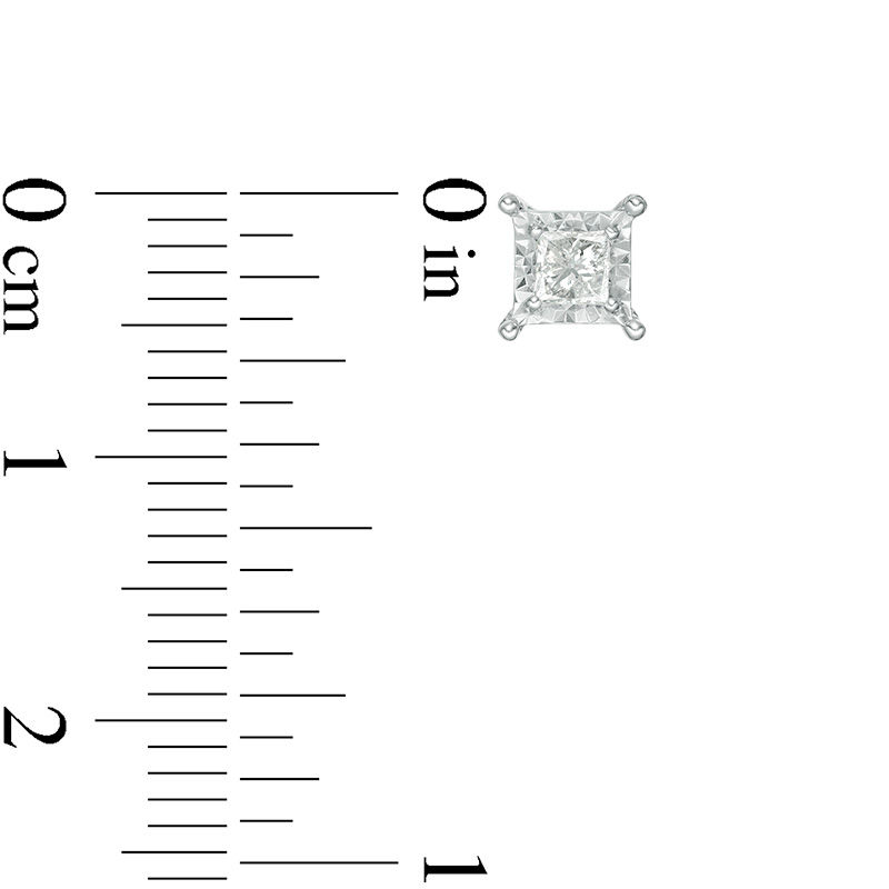 Main Image 2 of 1/4 CT. T.W. Princess-Cut Diamond Solitaire Stud Earrings in Sterling Silver