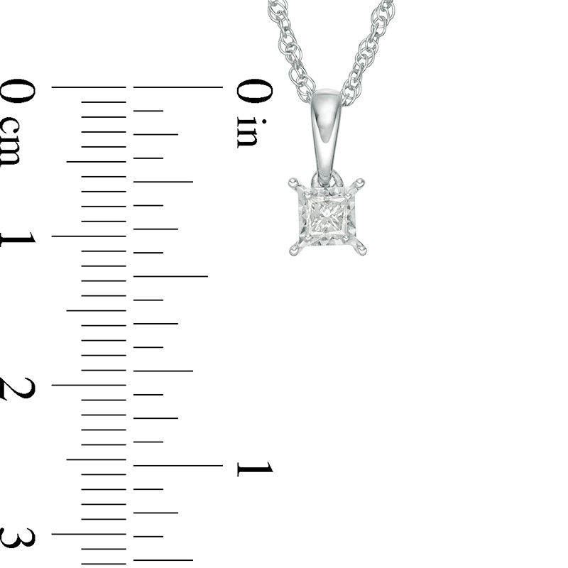 Main Image 2 of 1/10 CT. Princess-Cut Diamond Solitaire Pendant in Sterling Silver (J/I3)