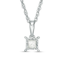 1/5 CT. Princess-Cut Diamond Solitaire Pendant in Sterling Silver (J/I3)