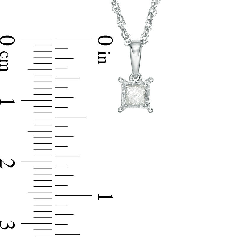 Main Image 2 of 1/5 CT. Princess-Cut Diamond Solitaire Pendant in Sterling Silver (J/I3)