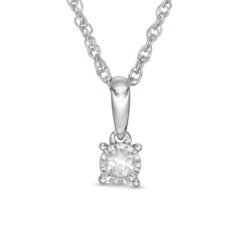 Main Image 1 of 1/10 CT. Diamond Solitaire Pendant in Sterling Silver