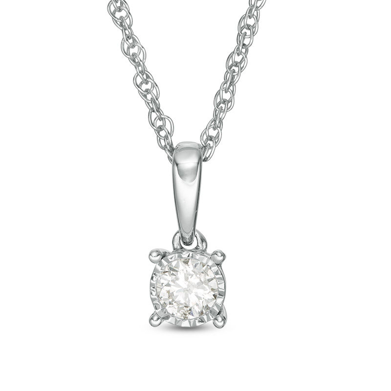 Main Image 1 of 1/5 CT. Diamond Solitaire Pendant in Sterling Silver