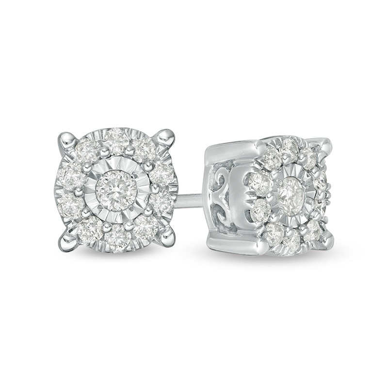 Main Image 1 of 1/4 CT. T.W. Diamond Frame Stud Earrings in 10K White Gold